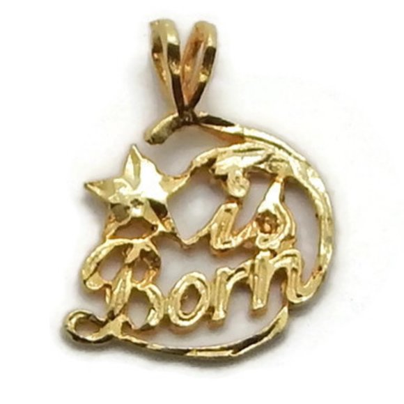 Is Born Pendant Charm 14k Yellow Gold!!